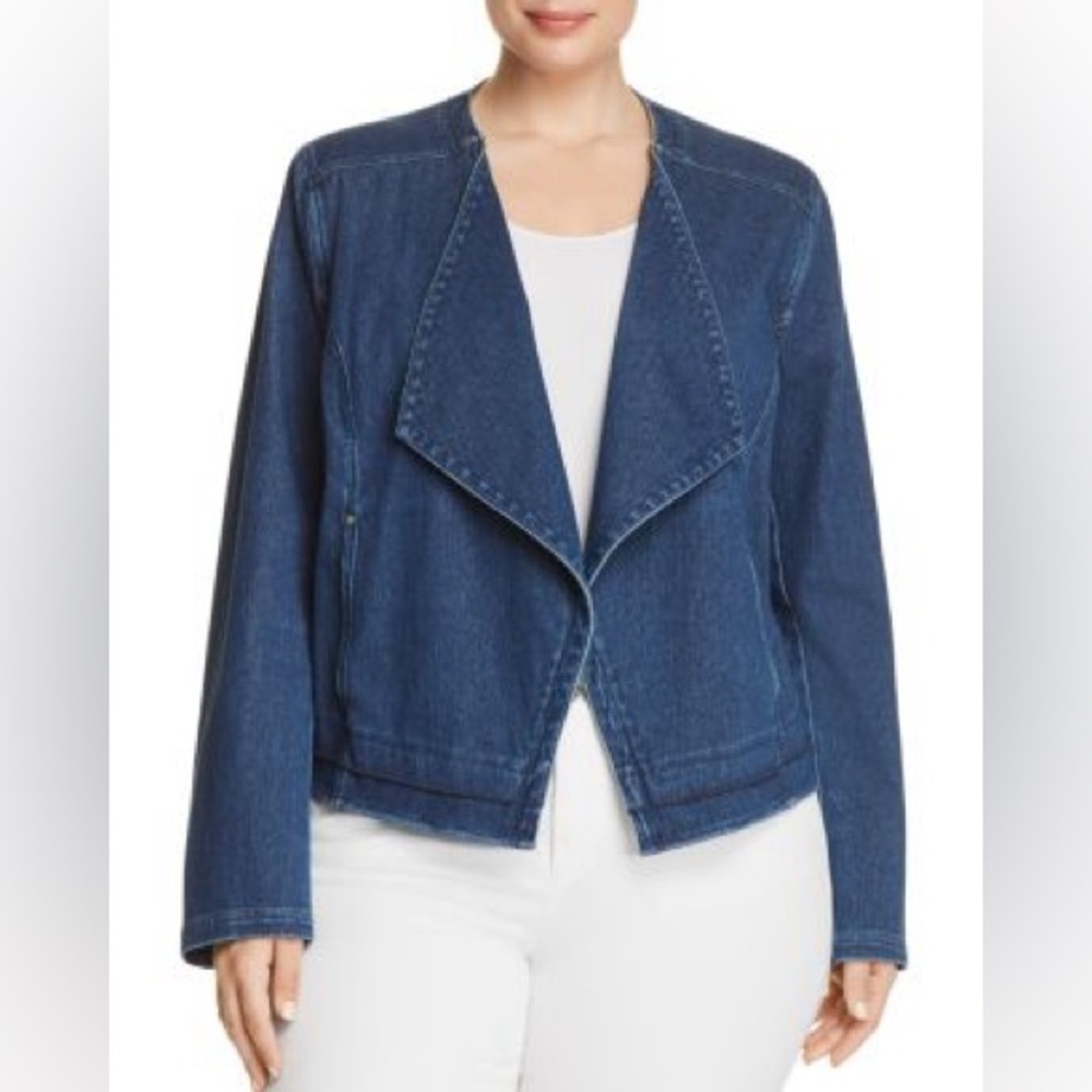 Lysse Alana Drape Front Denim Jacket Size XL